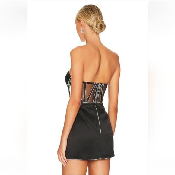 Retrofete Ludlow Dress in Black Large NWT Crystals Corset Strapless Mini - Picture 2 of 13